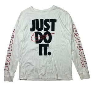 Nike Just Do It JDI Long Sleeve Top White/Red T-Shirt